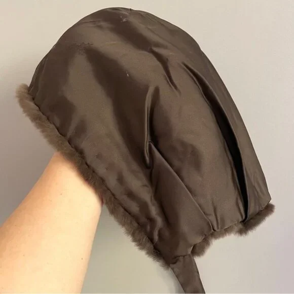 Vintage Dark Chocolate Brown Fur Bonnet Hat - O/S - Picture 4 of 7